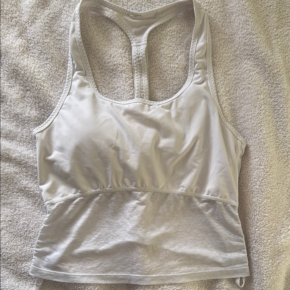 White Fabletics Tank with Built-in Sports Bra